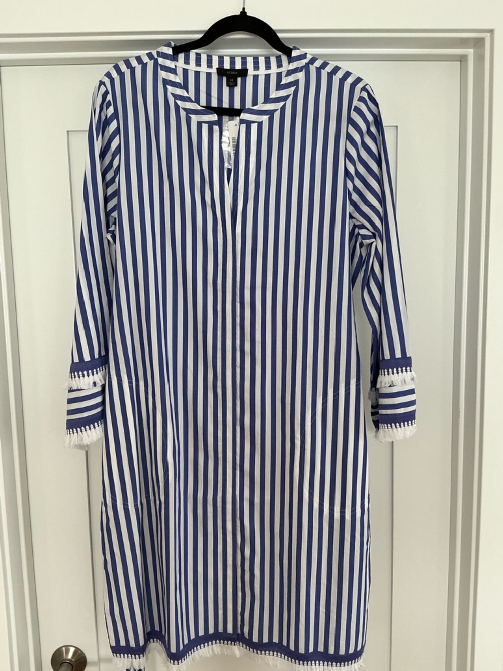 NWT J. Crew Blue and White Striped dress with pockets.